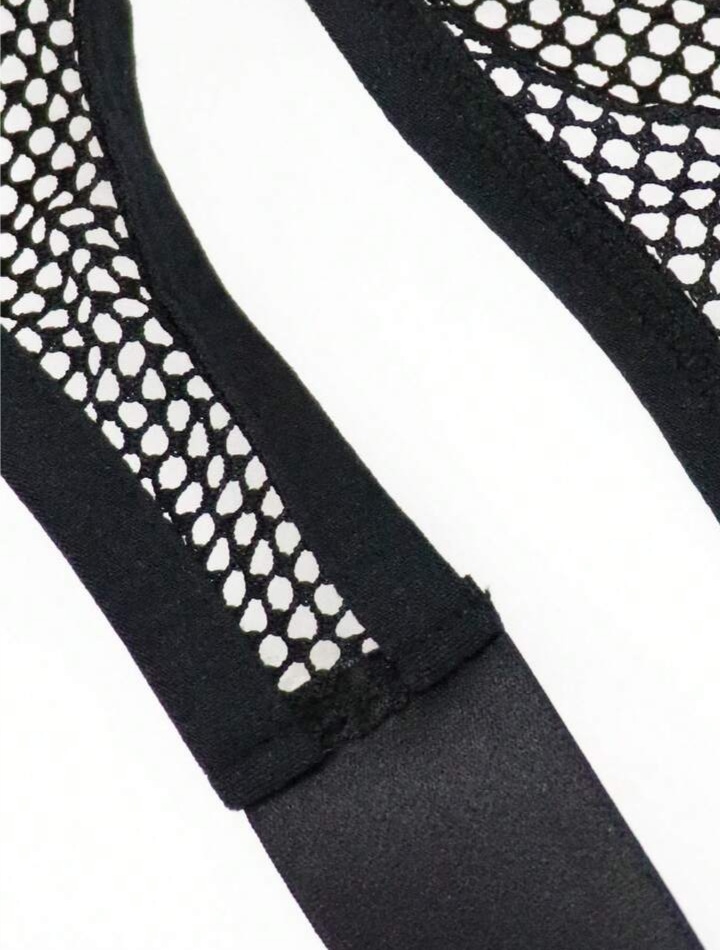Men's Hollow-Out Contrast Stripe Briefs Thong Jockstrap